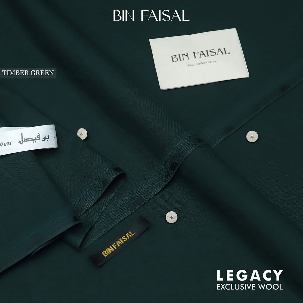 Legacy Exclusive Wool by Bin Faisal – Fine Winter Fabric timber green
